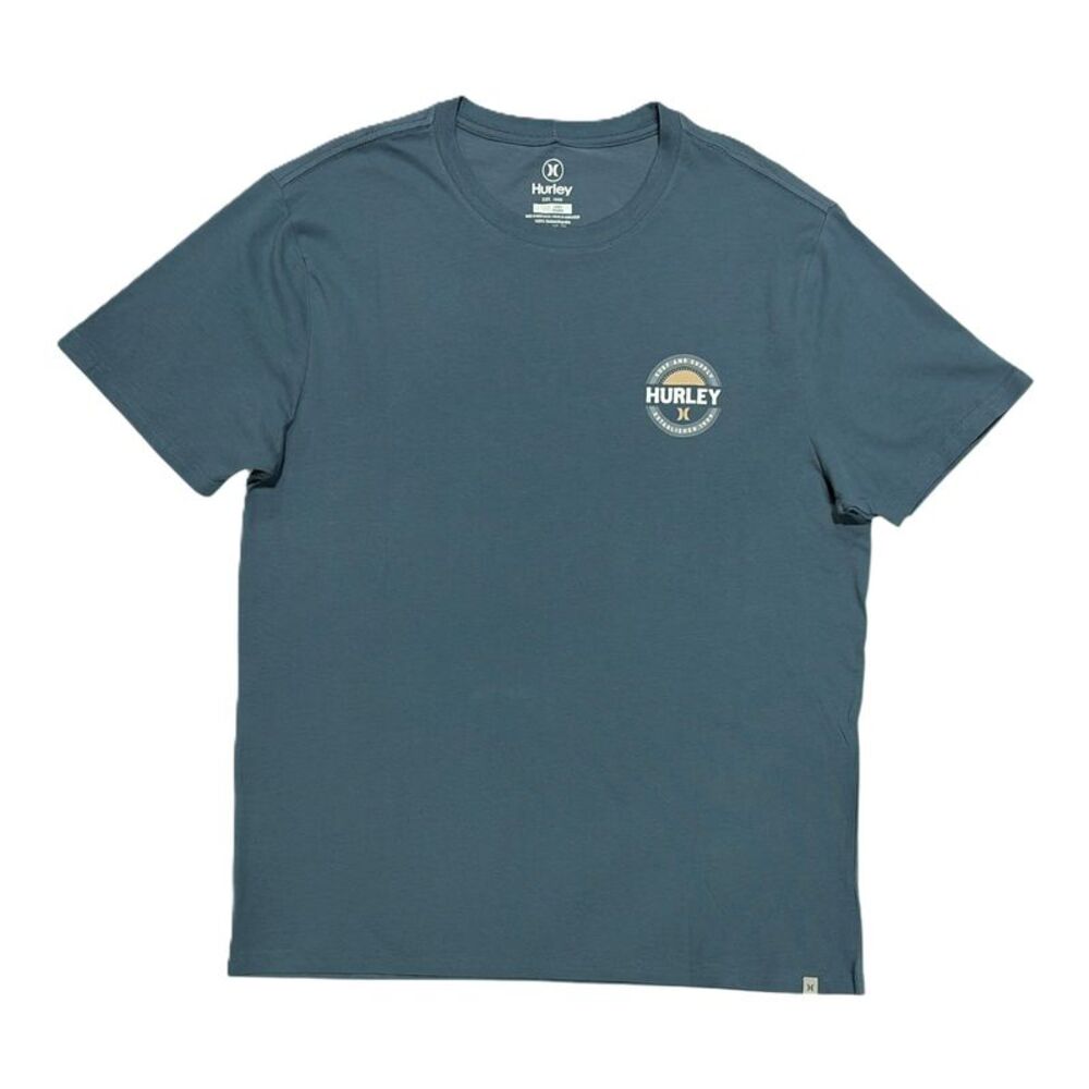 Hurley Men's Tagless Regular Fit 100% Cotton Short Sleeve Graphic Tee - Blue